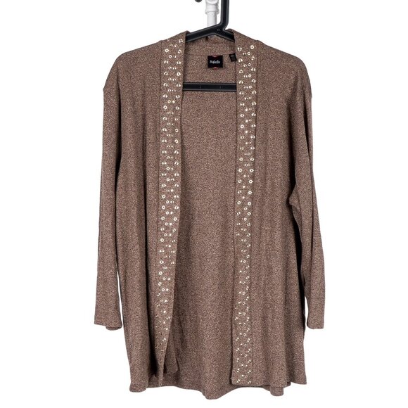 Rafaella Sweaters - Rafaella Cardigan Sweater XL Womens Brown Rivet Accent Open Long Cotton Blend